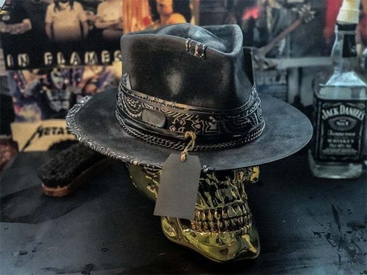 Sombrero de calavera hecho a mano, sombrero de vaquero de peluche