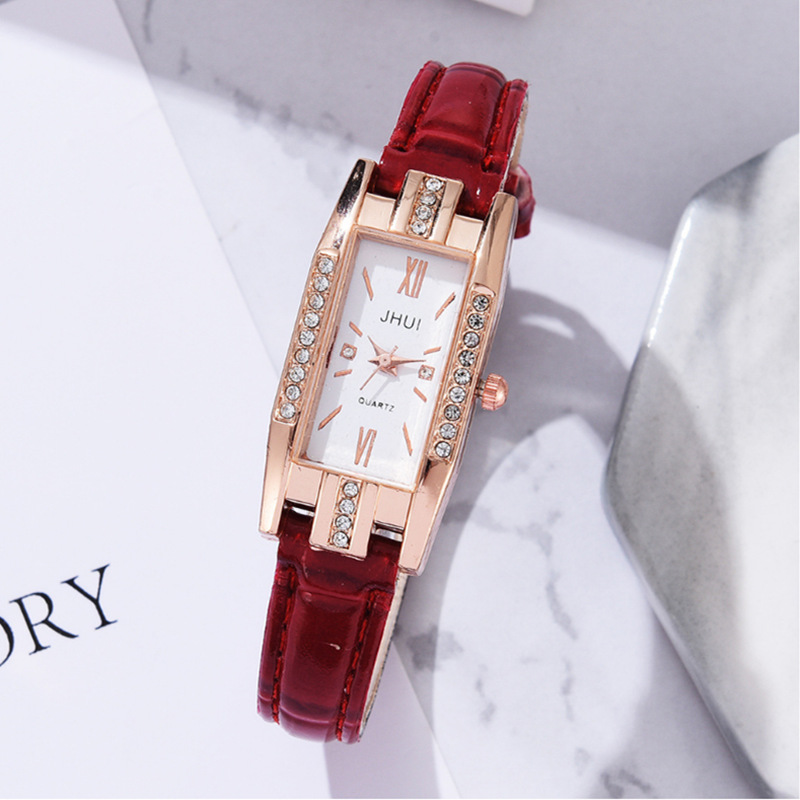 Reloj de lujo para mujer con diamantes pequeños, cómodo y con correa fina y estampado de flamencos