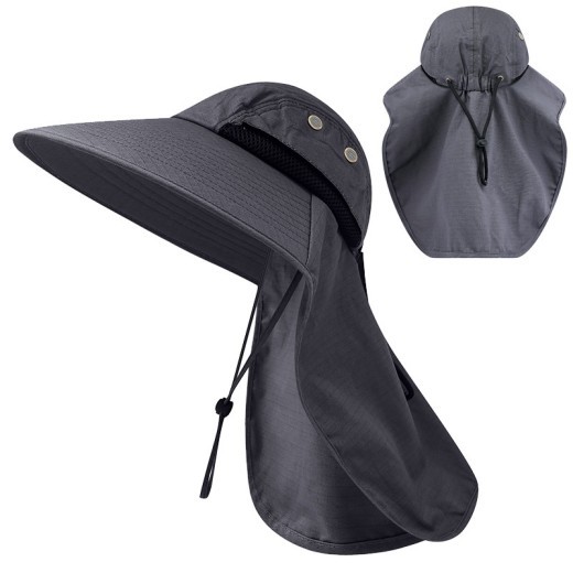Sombrero de viaje con protección solar, chal, cuello, solapa, protección UV, UV50, para pesca, tipo cubo.