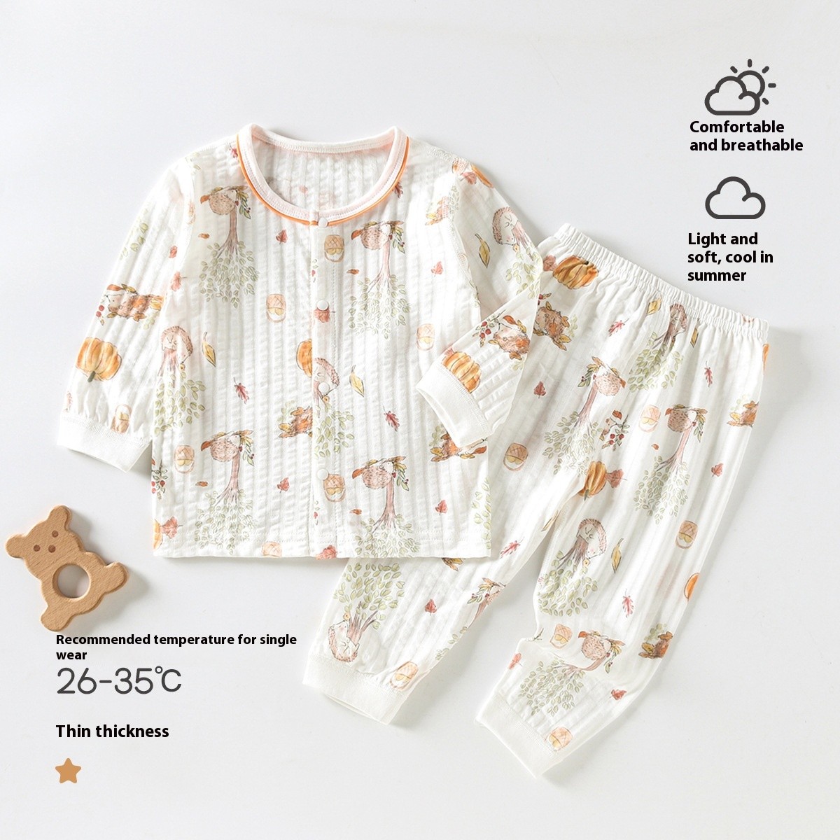 Pijama bonito de manga corta y fina para recién nacidos que gatean
