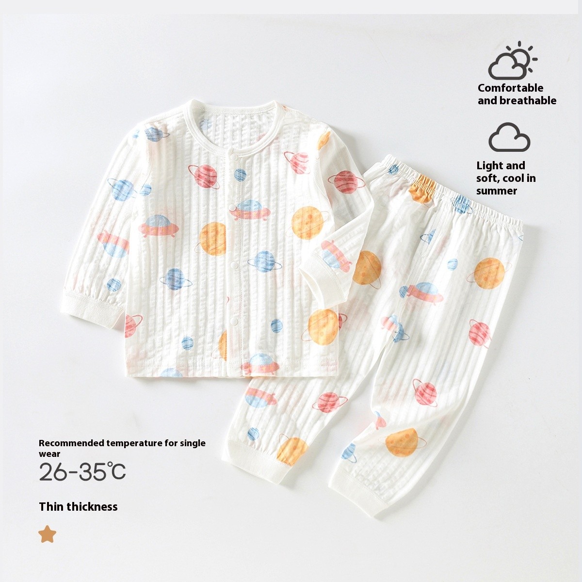 Pijama bonito de manga corta y fina para recién nacidos que gatean