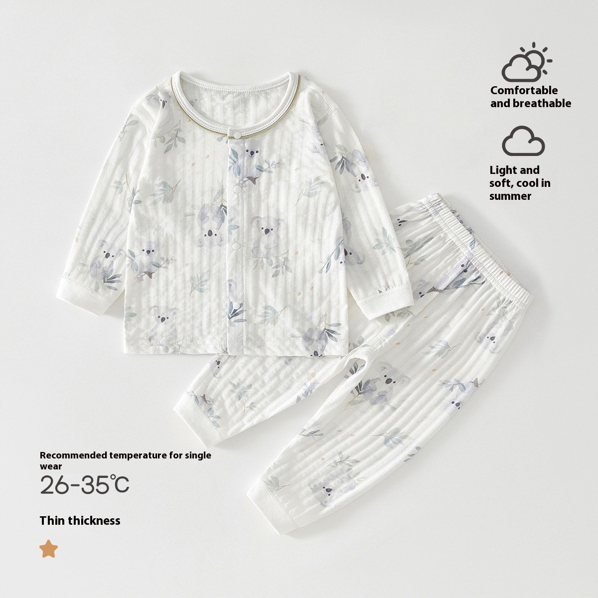 Pijama bonito de manga corta y fina para recién nacidos que gatean