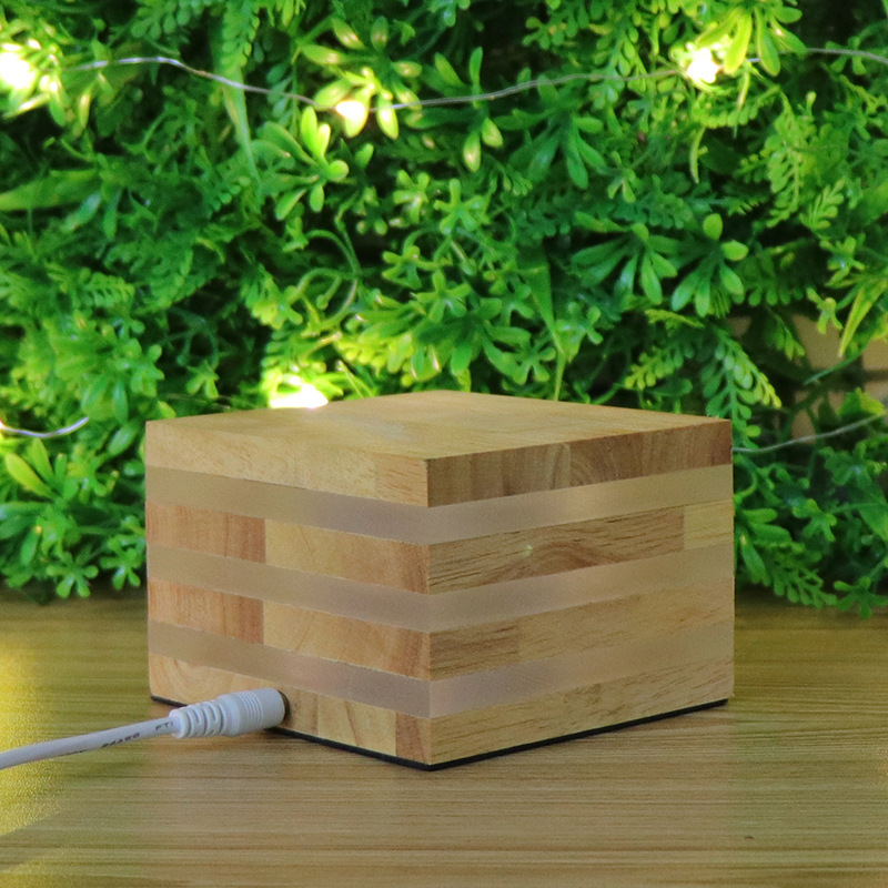 Nueva luz de noche creativa de madera maciza LED luz de noche nueva lámpara de mesa de madera extraña lámpara de noche cuadrada para dormitorio