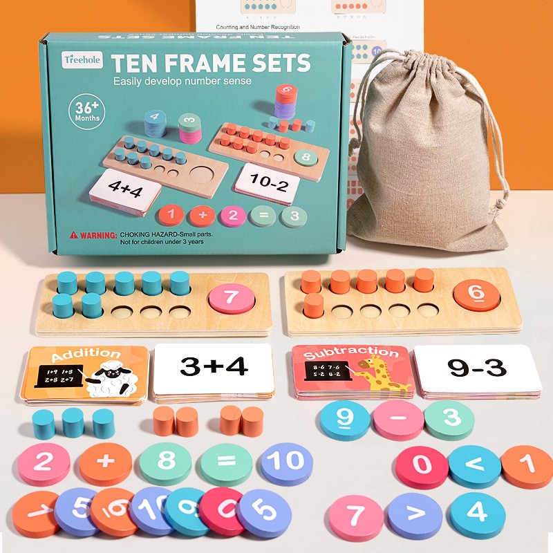 Material didáctico de cuadrícula de diez para jardín de infantes, suma y resta, contador de diez, juguetes educativos de matemáticas para niños