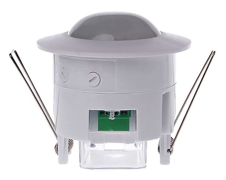 Sensor PIR de luz y movimiento de 230 V. Montaje sencillo en techo. 5-600 segundos. Modelo mejorado.