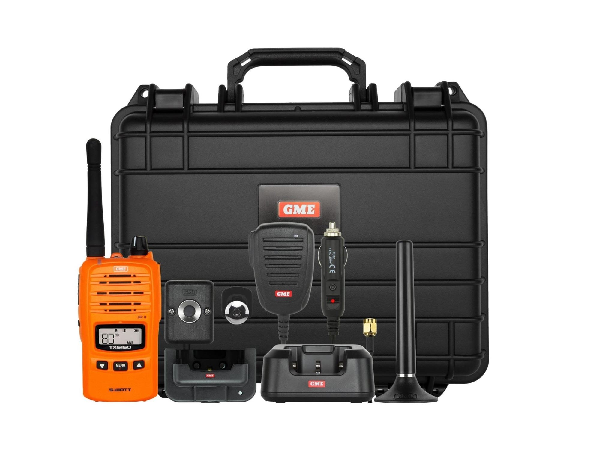 Kit de coche GME TX6160 Naranja Brillante Impermeable 5W con Antena Magnética
