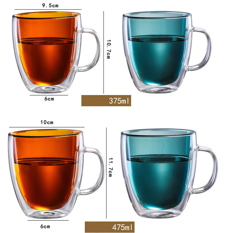 Taza de café doble de vidrio de borosilicato de alta calidad