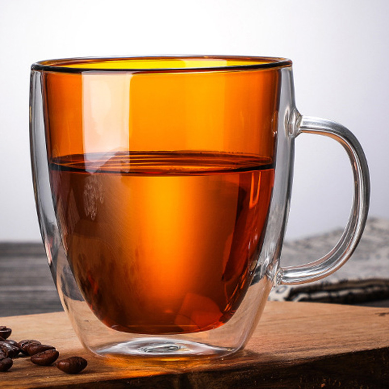 Taza de café doble de vidrio de borosilicato de alta calidad
