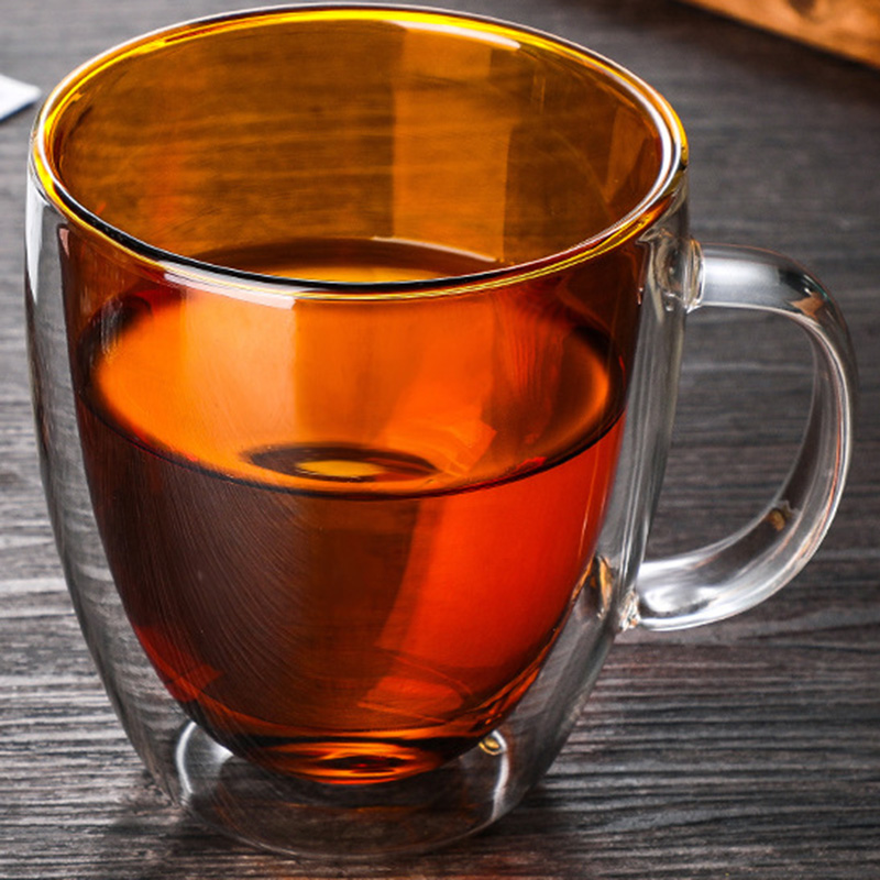 Taza de café doble de vidrio de borosilicato de alta calidad