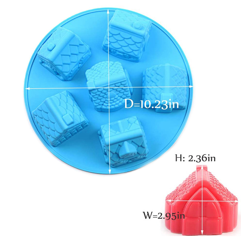 Molde de silicona 3D para tartas de casa de jengibre navideña, ideal para decorar casas, galletas y hornear.