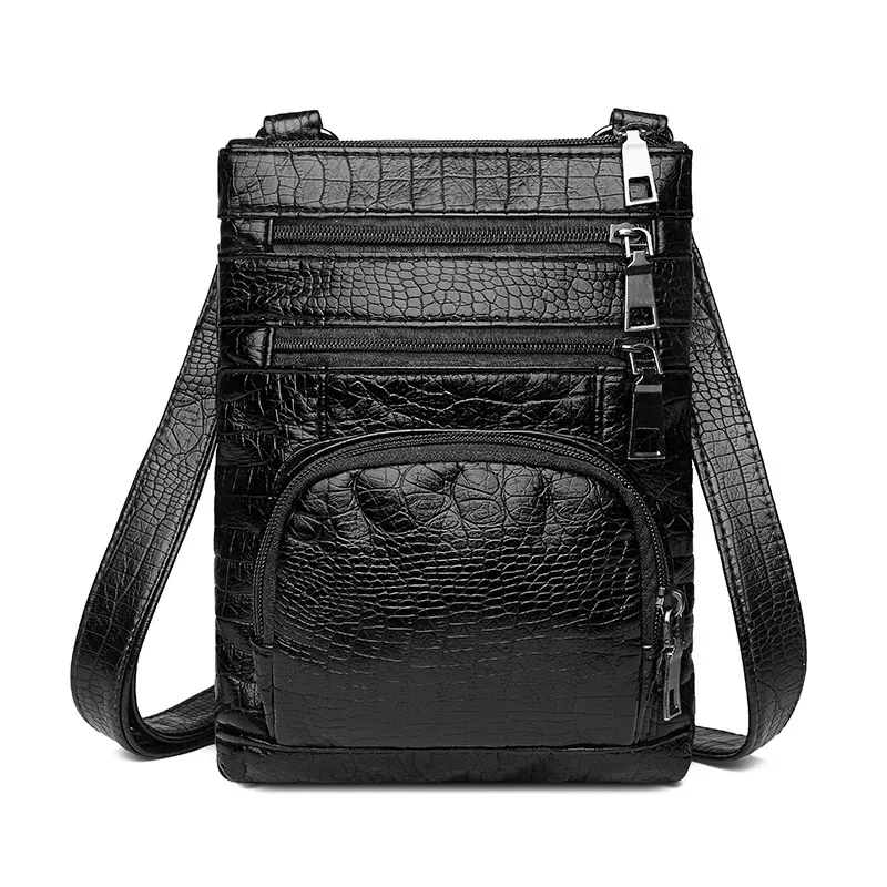 Bolso bandolera de piel suave estilo retro para mujer