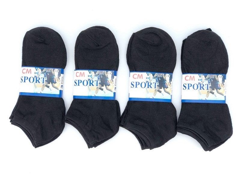 Calcetines deportivos finos hasta el tobillo - Negros - M7-11/ W8-12 (12 pares)