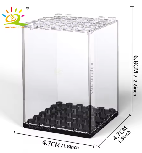 HUIQIBAO - Vitrina de figuras a prueba de polvo, vitrina para colección de modelos, bloques de construcción, caja de exhibición, ladrillos, juguetes para niños y adultos