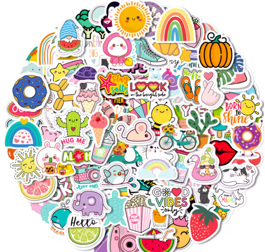 100 pegatinas kawaii lindas de VSCO Live Aesthetics para niños, pegatinas coloridas para portátiles, botellas de agua, teléfonos, pegatinas decorativas.
