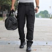 Pantalones tácticos para hombre, resistentes al agua, flexibles, antidesgarro, cargo, ligeros, para senderismo, color negro