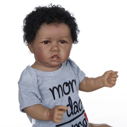 Muñeca renacida de 22 pulgadas, niño pequeño, Saskia, color negro
