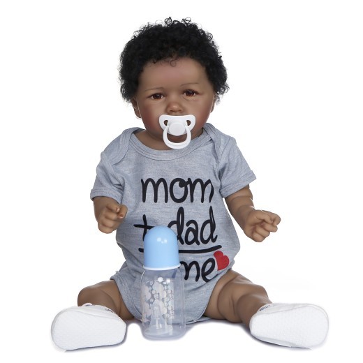 Muñeca renacida de 22 pulgadas, niño pequeño, Saskia, color negro