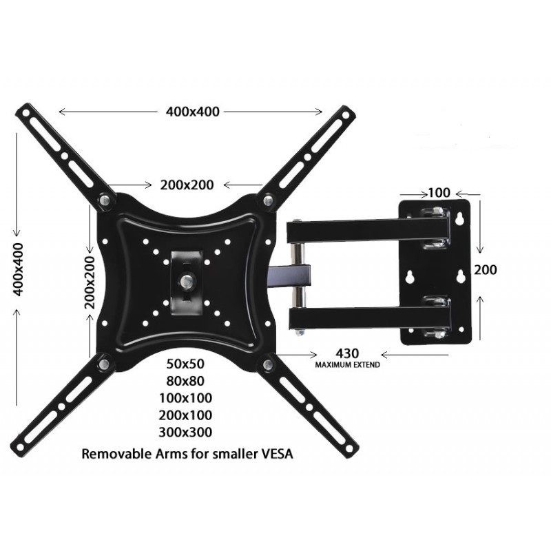 Soporte de TV de pared giratorio de 14" a 55" LED LCD universal