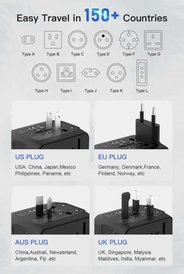 Adaptador de viaje universal (disponible en Nueva Zelanda y entrega al día siguiente)