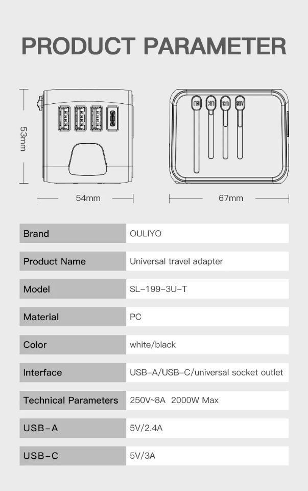 Adaptador de viaje universal (disponible en Nueva Zelanda y entrega al día siguiente)