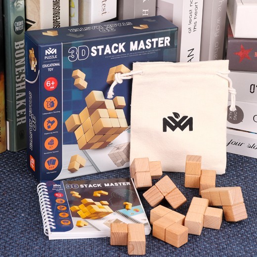 Juego de mesa de entrenamiento de concentración y pensamiento lógico con bloques de construcción de cubo Soma para niños.