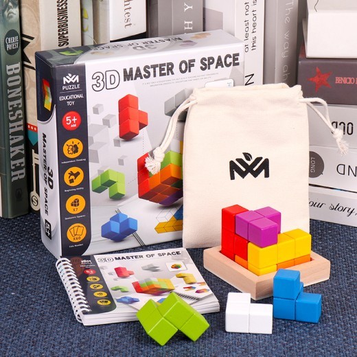 Juego de mesa de entrenamiento de concentración y pensamiento lógico con bloques de construcción de cubo Soma para niños.