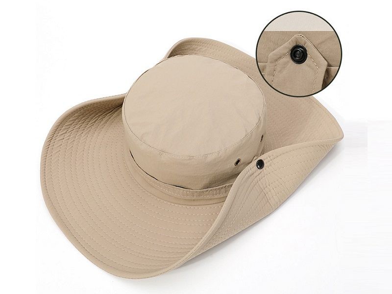 Sombrero negro para el sol, ala de 12 cm, para pesca al aire libre, senderismo, protección UV.