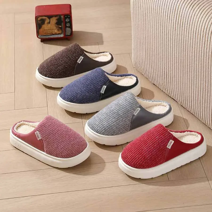 Pantuflas de felpa cálidas de invierno para el hogar, ligeras, de suela gruesa, silenciosas y antideslizantes, para dormitorio, para parejas, para mujer y hombre