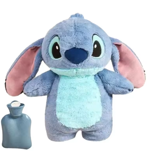 Botella de agua caliente de peluche Lilo & Stitch Angel Lotso, bolsa de mano portátil suave de invierno Kawaii, juguetes de Anime para niños, regalo
