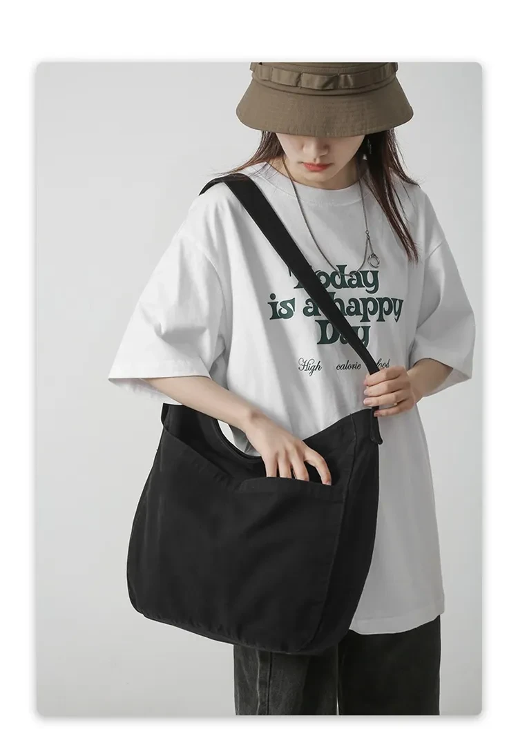 Bolso de lona sencillo y artístico de gran capacidad para mujer, ideal para estudiantes universitarios y escolares.