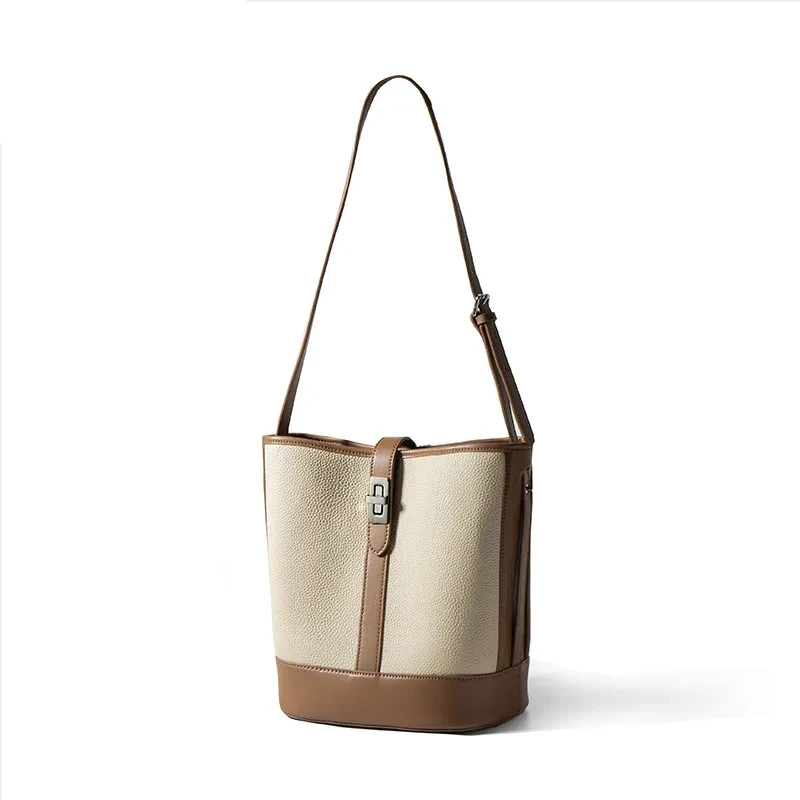 Bolso bandolera tipo cubo de piel de vaca de gran capacidad para mujer