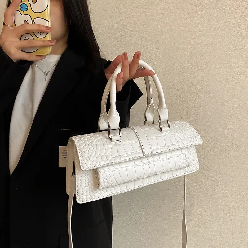 Bolso cuadrado pequeño con estampado de cocodrilo para mujer