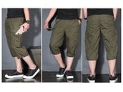 Pantalones cortos cargo de algodón 3/4 para hombre, informales, holgados, estilo capri, largos, para exteriores