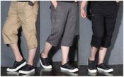 Pantalones cortos cargo de algodón 3/4 para hombre, informales, holgados, estilo capri, largos, para exteriores