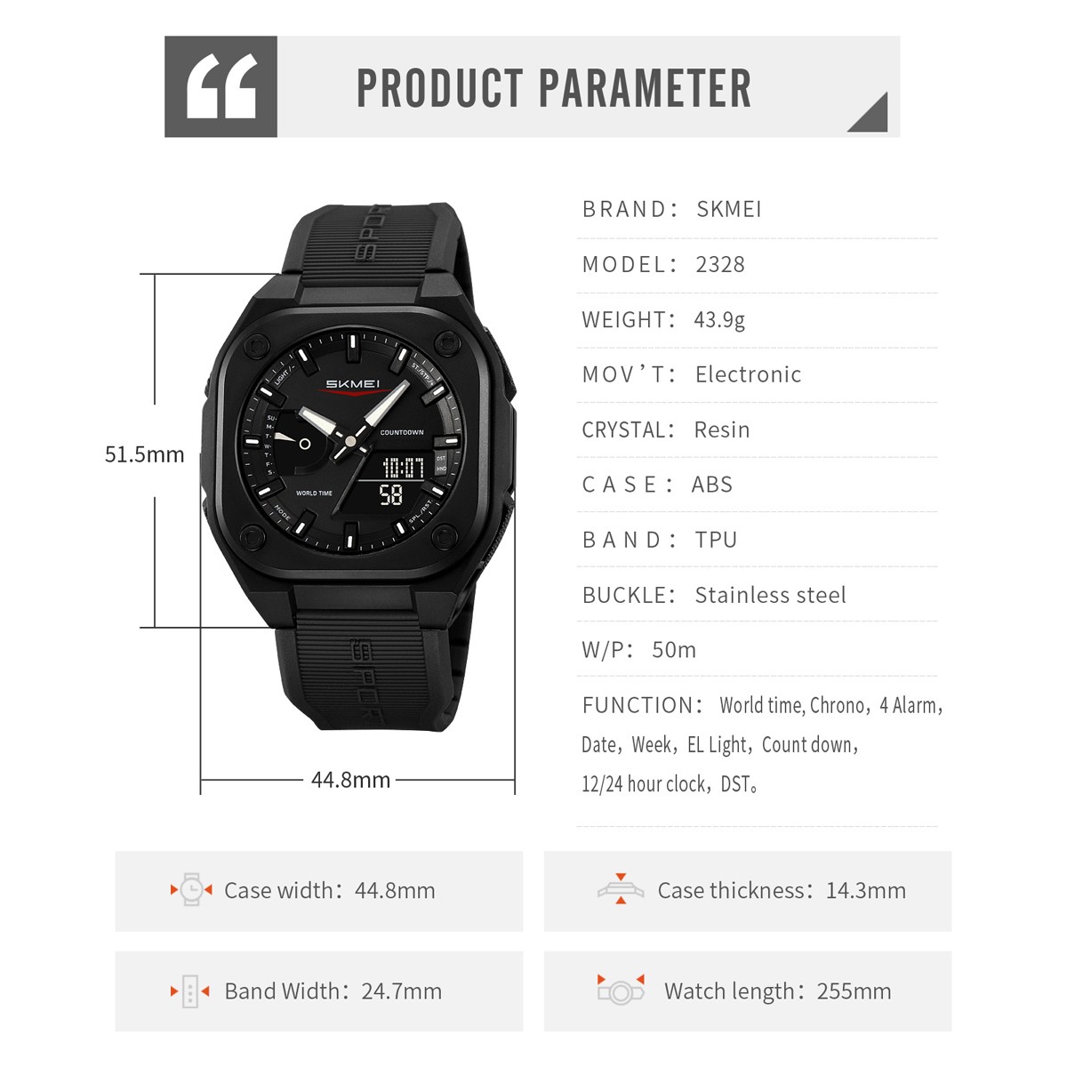 Reloj electrónico digital de negocios SKMEI
