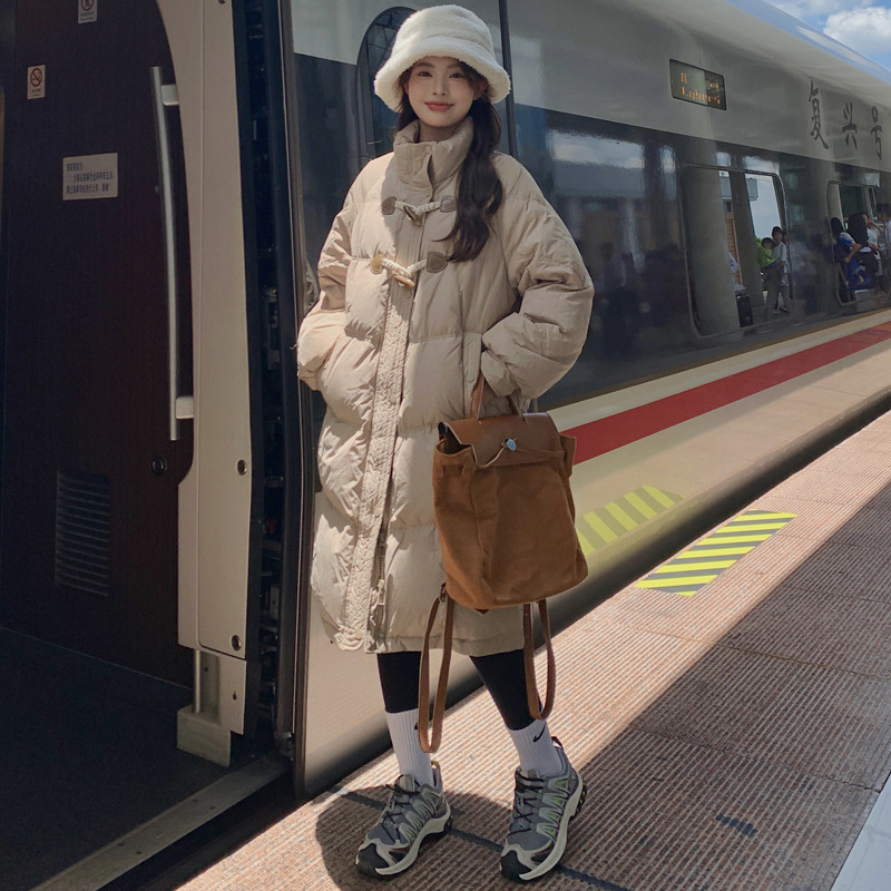 Chaqueta de plumón holgada de longitud media para mujer de estilo coreano para invierno