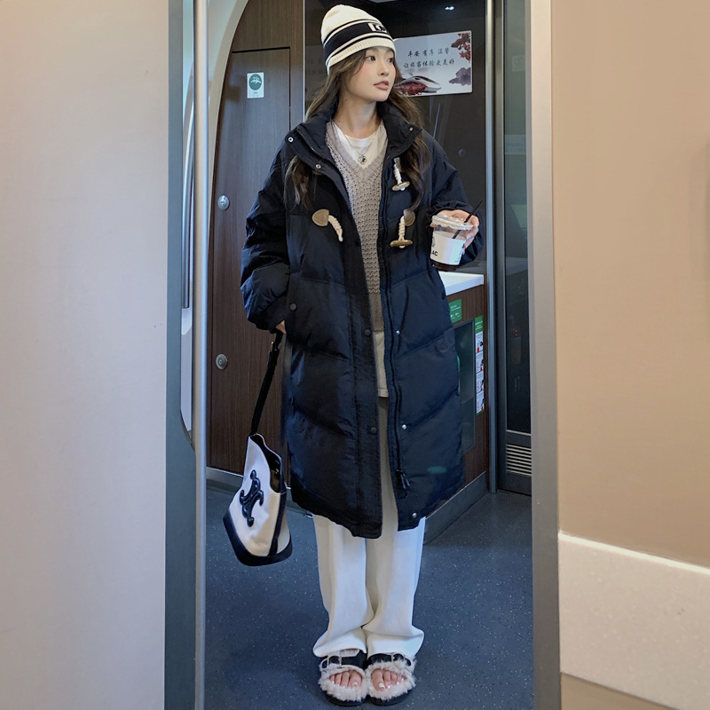 Chaqueta de plumón holgada de longitud media para mujer de estilo coreano para invierno