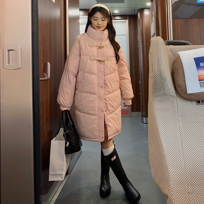 Chaqueta de plumón holgada de longitud media para mujer de estilo coreano para invierno