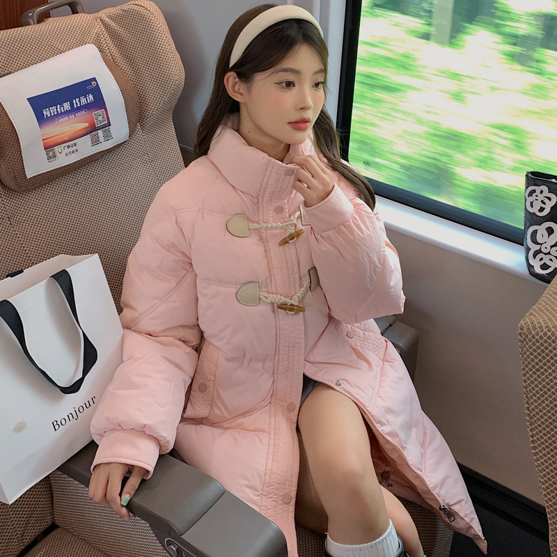 Chaqueta de plumón holgada de longitud media para mujer de estilo coreano para invierno
