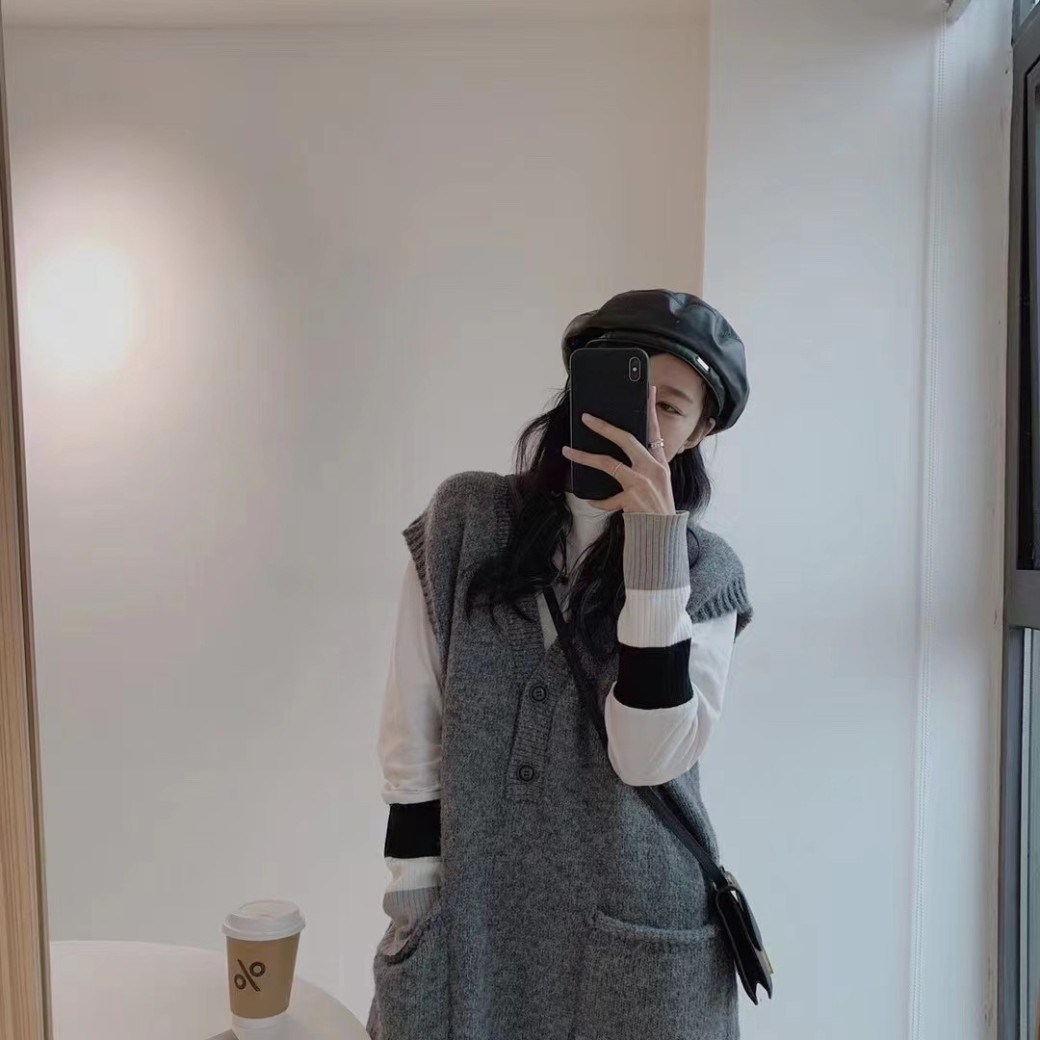 Suéter suelto de viento frío y vestido sin mangas de otoño e invierno