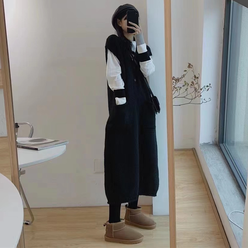 Suéter suelto de viento frío y vestido sin mangas de otoño e invierno