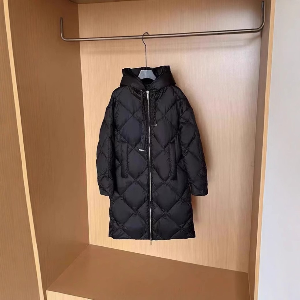Chaqueta clásica de plumas con entramado de diamantes para mujer, gruesa