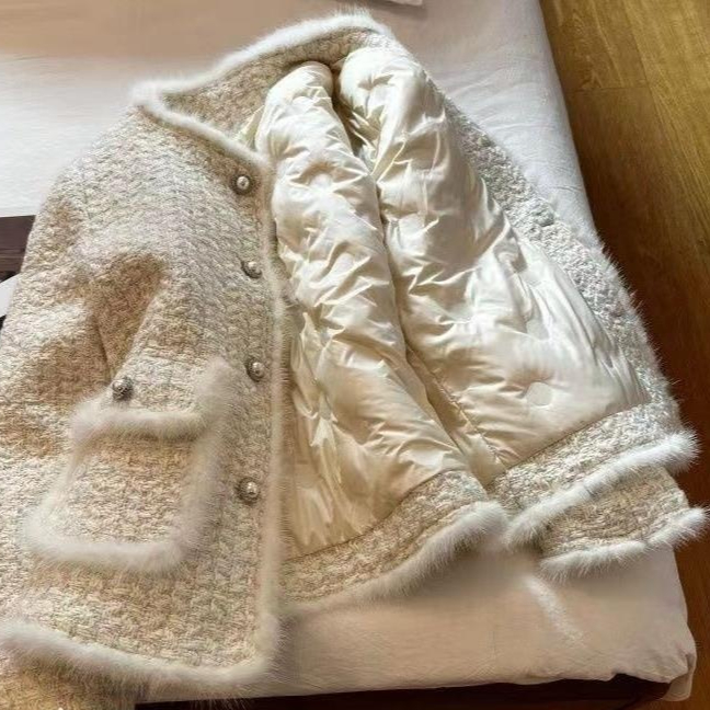 Abrigo de moda con estampado grueso, elegante, adelgazante, grueso y acolchado.