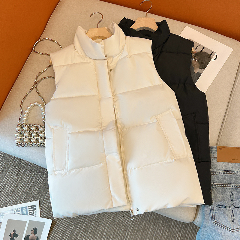 Chaleco de algodón de plumón para mujer, corto, estilo coreano, otoño e invierno.
