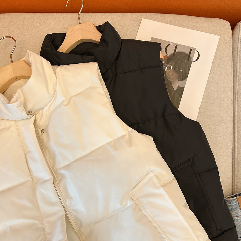 Chaleco de algodón de plumón para mujer, corto, estilo coreano, otoño e invierno.