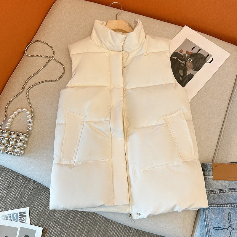 Chaleco de algodón de plumón para mujer, corto, estilo coreano, otoño e invierno.