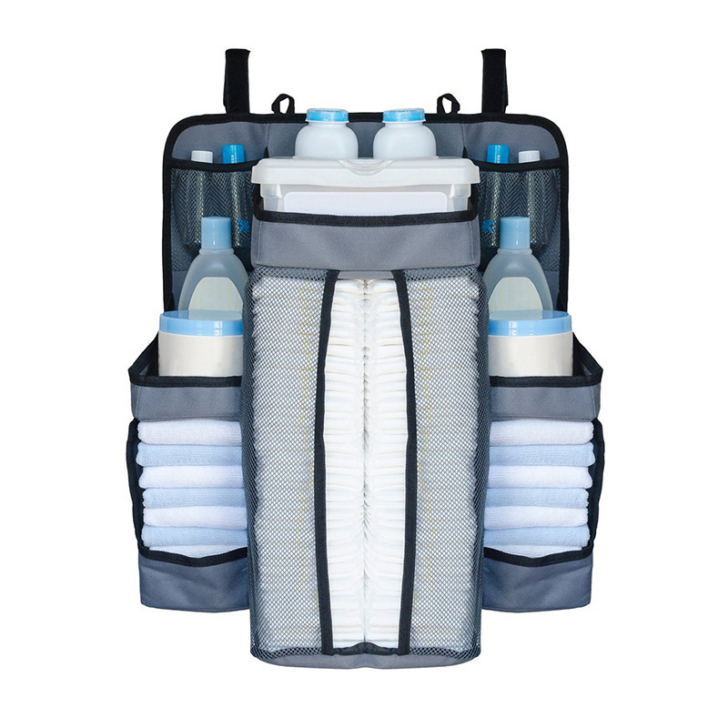 Organizador de pañales para bebé para cuna: organizador de guardería y almacenamiento para artículos esenciales para bebés.