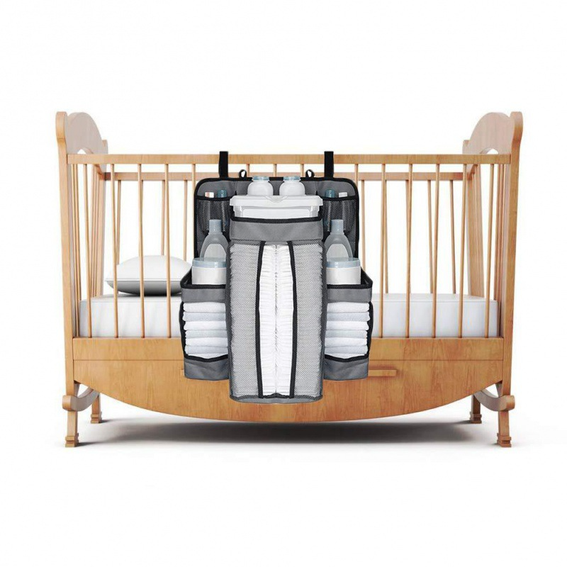Organizador de pañales para bebé para cuna: organizador de guardería y almacenamiento para artículos esenciales para bebés.