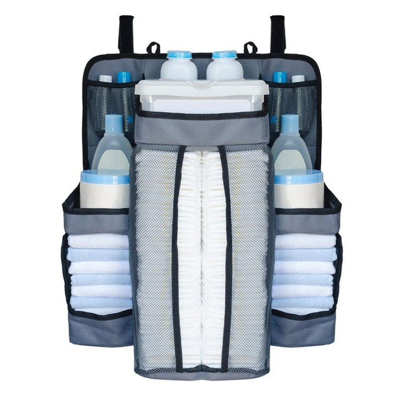 Organizador de pañales para bebé para cuna: organizador de guardería y almacenamiento para artículos esenciales para bebés.