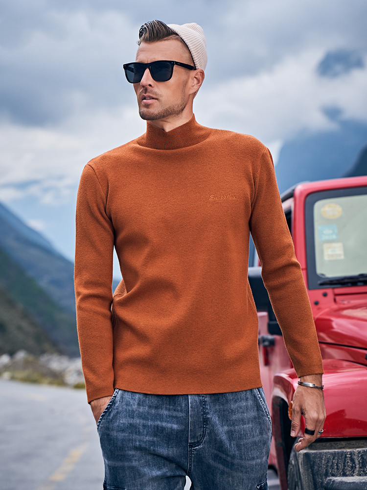 Suéter de cuello alto de invierno de color sólido